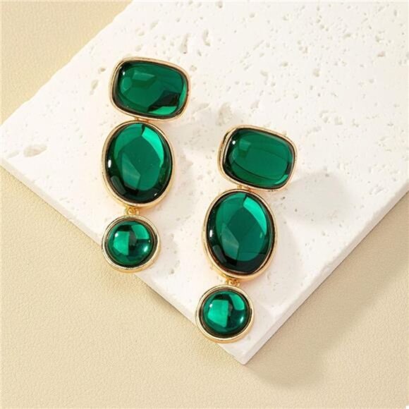 18K Gold-Plated Alloy Resin Drop Earrings - Picture 2 of 6